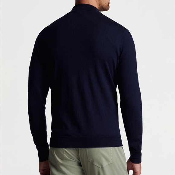 Peter Millar Autumn Crest Quarter Zip Sweater in Navy - Picture 7 of 8